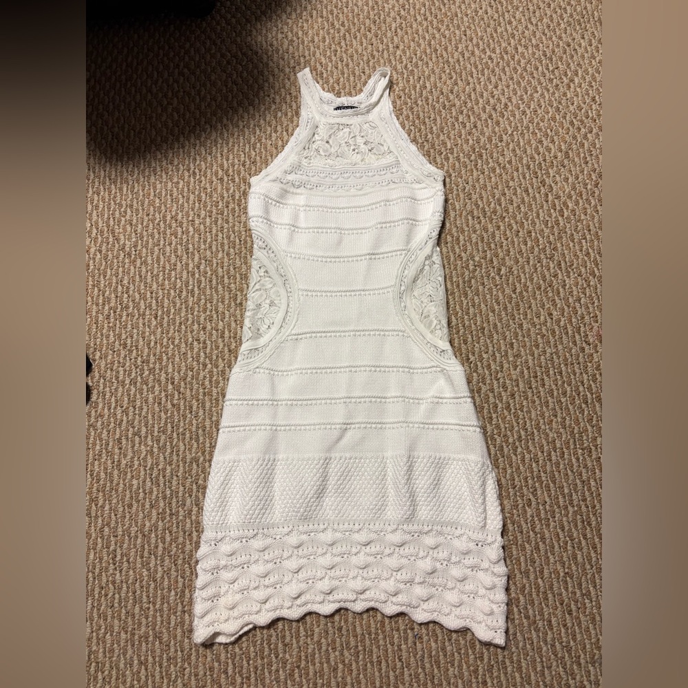 Venus white knit & lace dress
